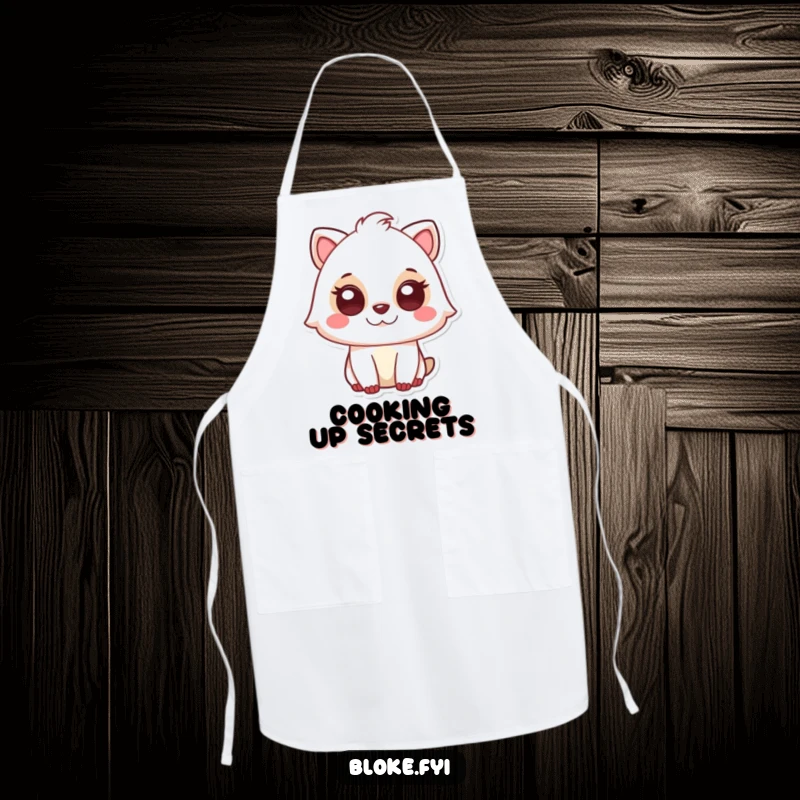 Funny apron featuring a cute animal character with a knowing glance, perfect for chefs who enjoy a touch of secret humor.