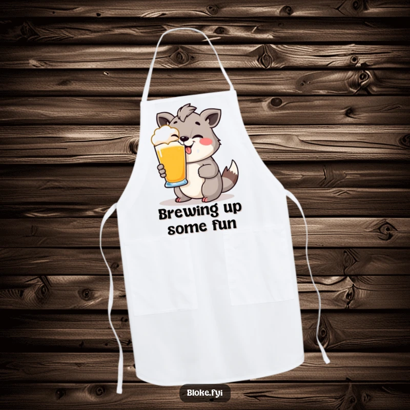 Funny Apron: Cheeky animal holding a pint glass, perfect for hosts who want to add humor to the kitchen.
