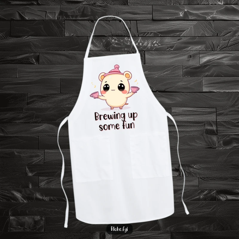 Funny Apron: A creature in a hat juggles teacups, bringing a humorous and skilled touch to kitchen activities.