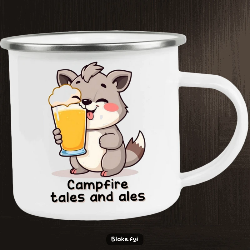 Funny Camping Mug: Durable mug with a cheeky animal holding a pint glass, perfect for outdoor celebrations.