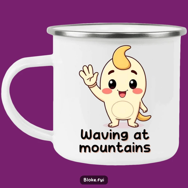 Funny Waving Fellow Camping Mug, Outdoor Gift for Friendly Campers