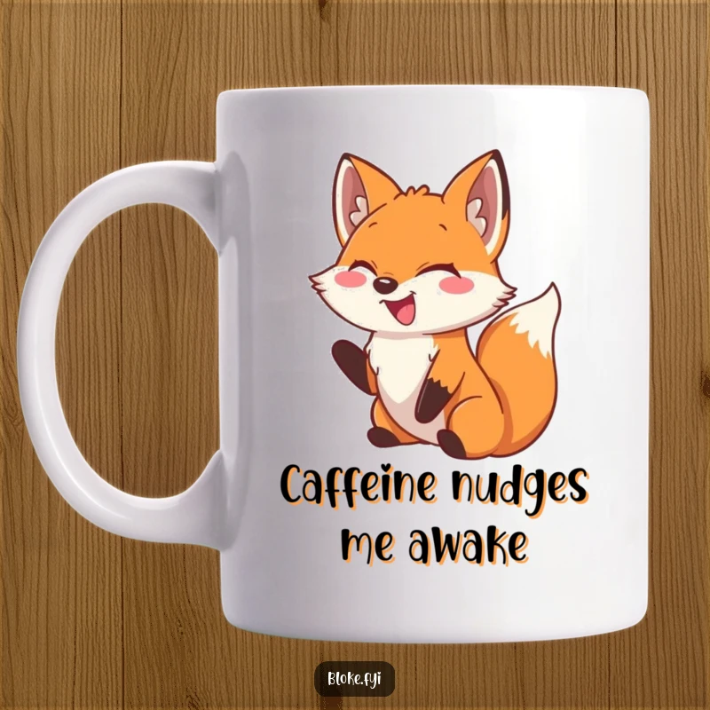 Funny Fox Mug: A cheerful fox with a wide, hearty laugh playfully nudges the viewer, radiating warmth and good humor.