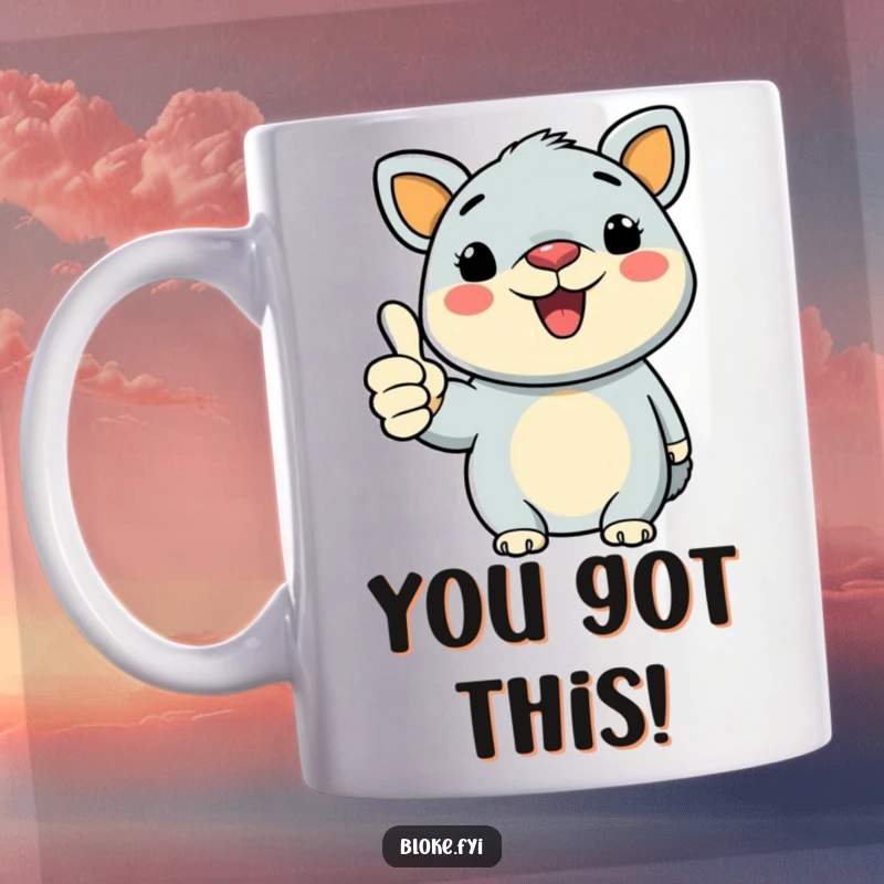 Funny Bold Animal Mug with distinct lines, giving a hearty thumbs-up, exuding positivity and enthusiastic approval.