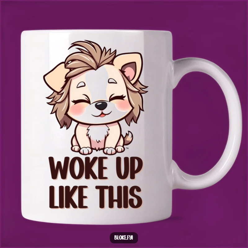 Funny Winking Dog Mug: Playful Pooch, Messy Hair, Hilarious Gift!