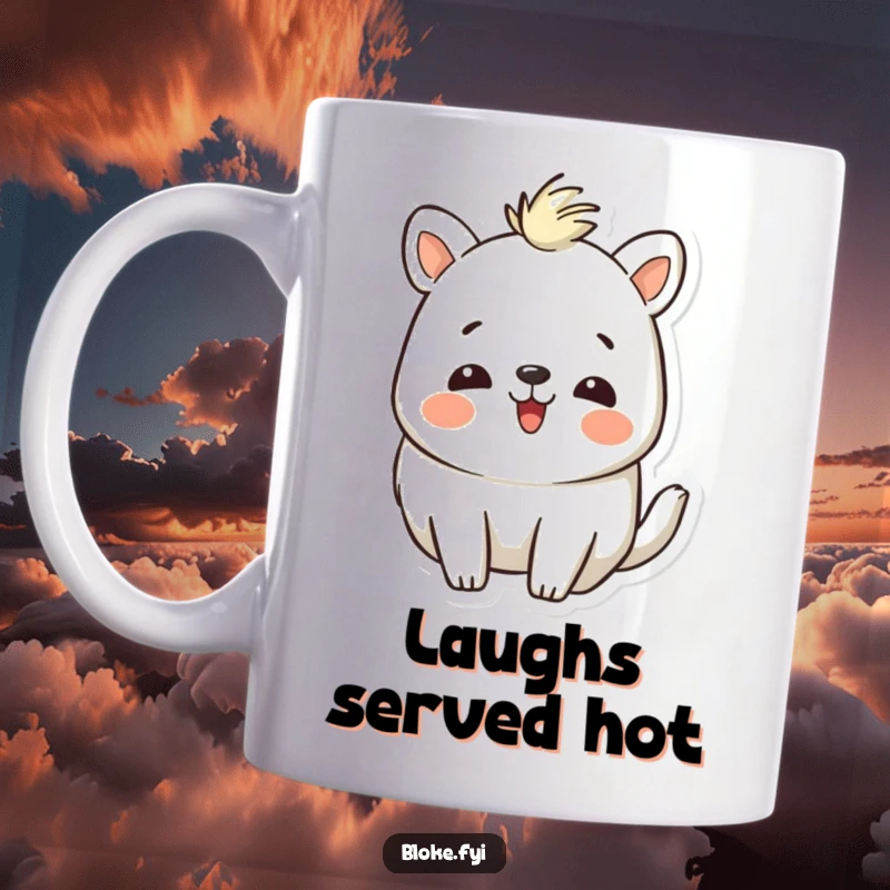 Funny Mug: A charmingly rough animal drawing shares a hearty laugh, radiating infectious joy and humor.