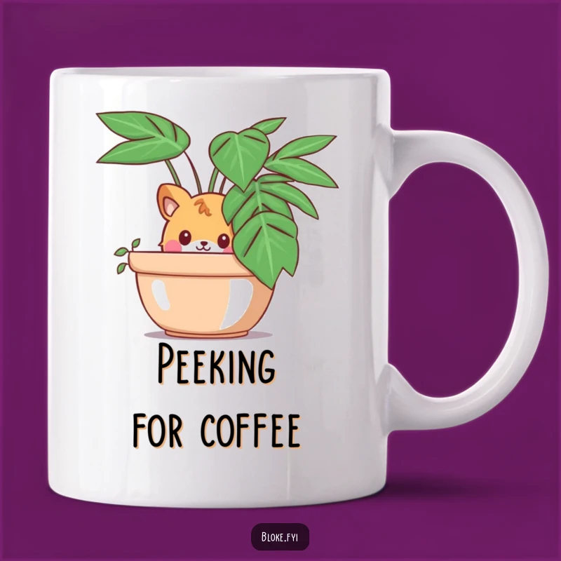 Funny Peeking Animal Mug: Curious Plant Observer Design, Perfect Humorous Gift for Sneaky Fun