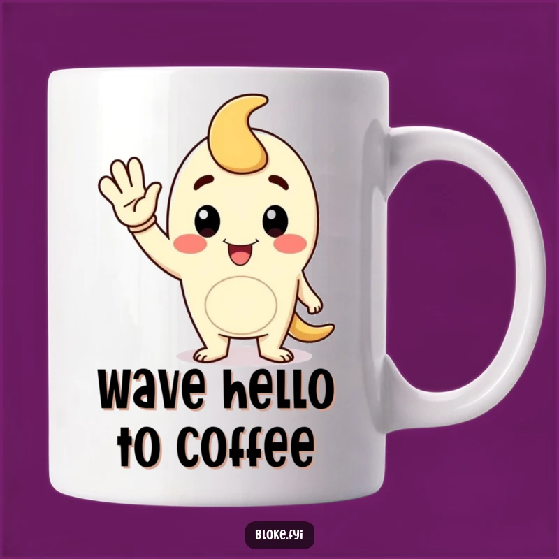 Funny Waving Fellow Mug, Cheerful Gift for Friendly Greetings