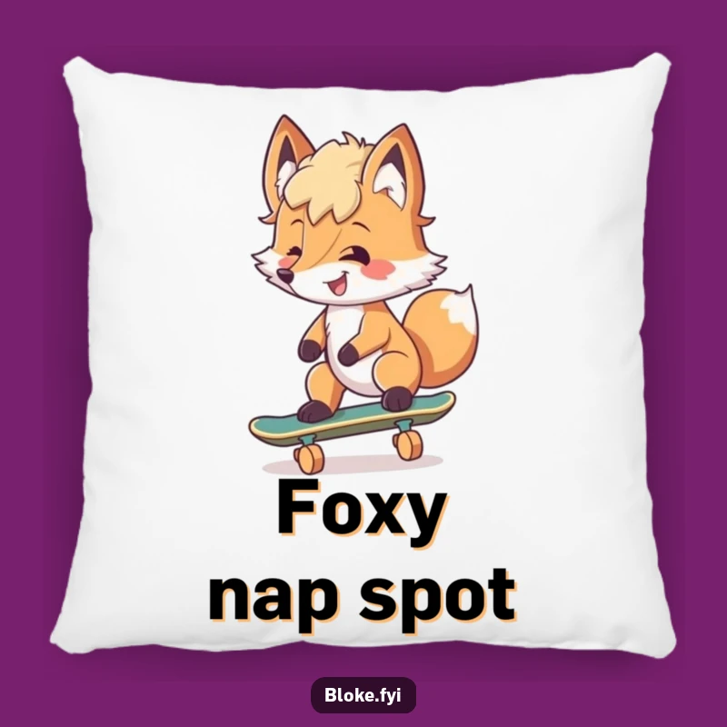 Funny Fox Skater Pillow: Cozy Cool, Tousled Charm, Accent Gift!