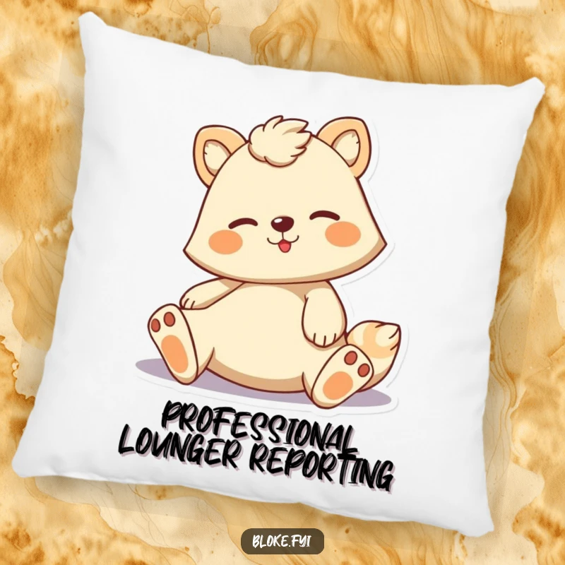 Funny pillow with a cartoon animal striking a casual, lounging pose, offering comfort and a humorous touch.