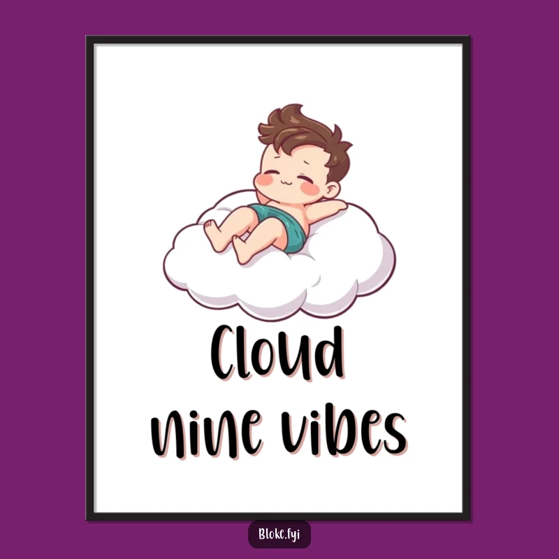 Funny Cloud Lounger Digital Art, Relaxing Print for Calm Walls