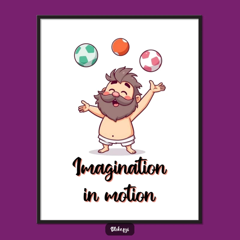 Funny Hairy Juggler Digital Art - Bloke's Whimsical Juggling Masterpiece