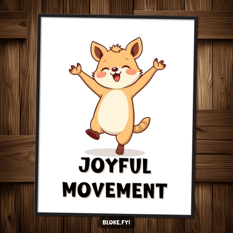 Funny Sturdy Animal Dance Digital Art Print featuring a robust creature in a wonderfully clumsy and joyful dance pose.