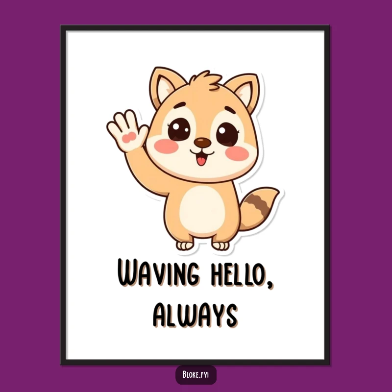Brighten your walls with this funny digital art print of a stylized animal giving an enthusiastic wave. A cheerful and humorous addition to any room.