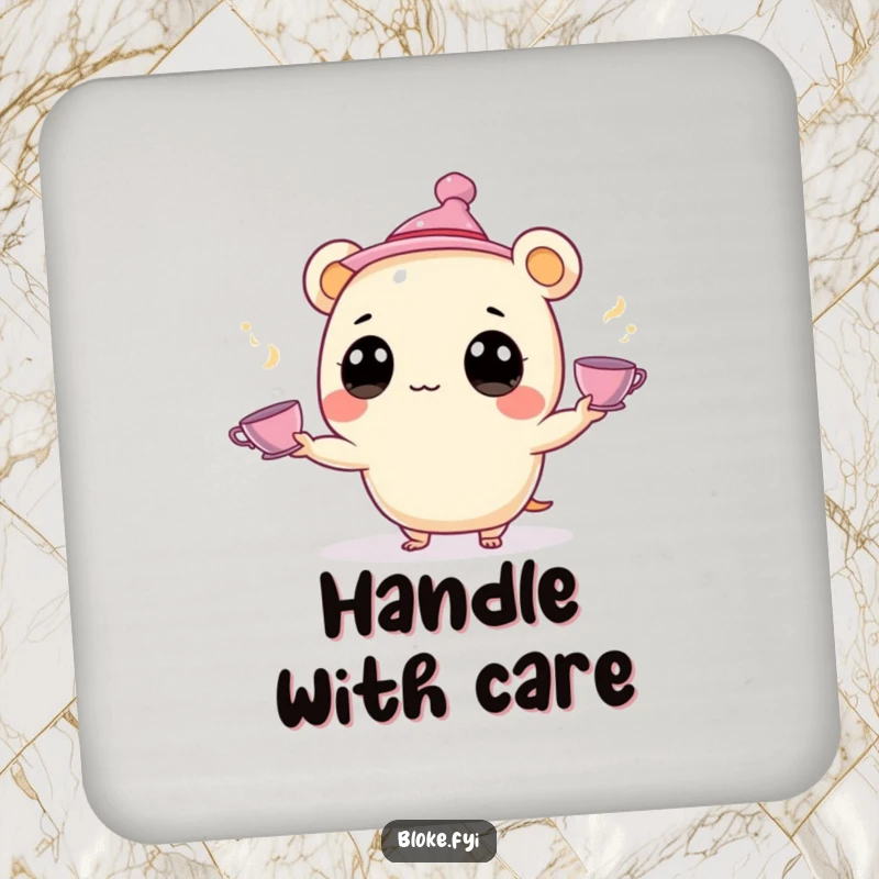 Funny Drink Coasters: A creature juggles tiny teacups, providing a humorous and stylish way to protect surfaces.