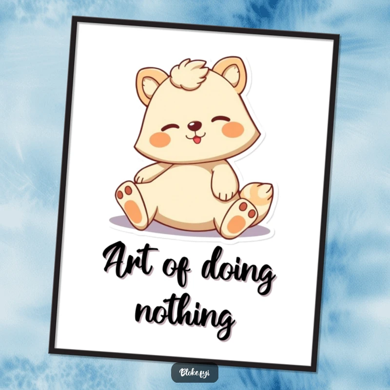 Funny poster art of a cartoon animal in a casual, lounging pose, perfect for adding a humorous and relaxed touch.
