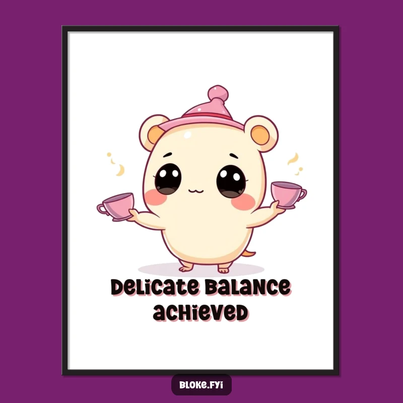 Funny Juggling Creature Poster: Whimsical Tea Acrobat Art, a Charming Funny Gift for Walls