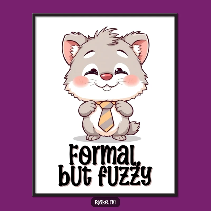 Funny Furry Creature Poster - Cheeky Grin Art, Perfect Wall Decor Funny Gift