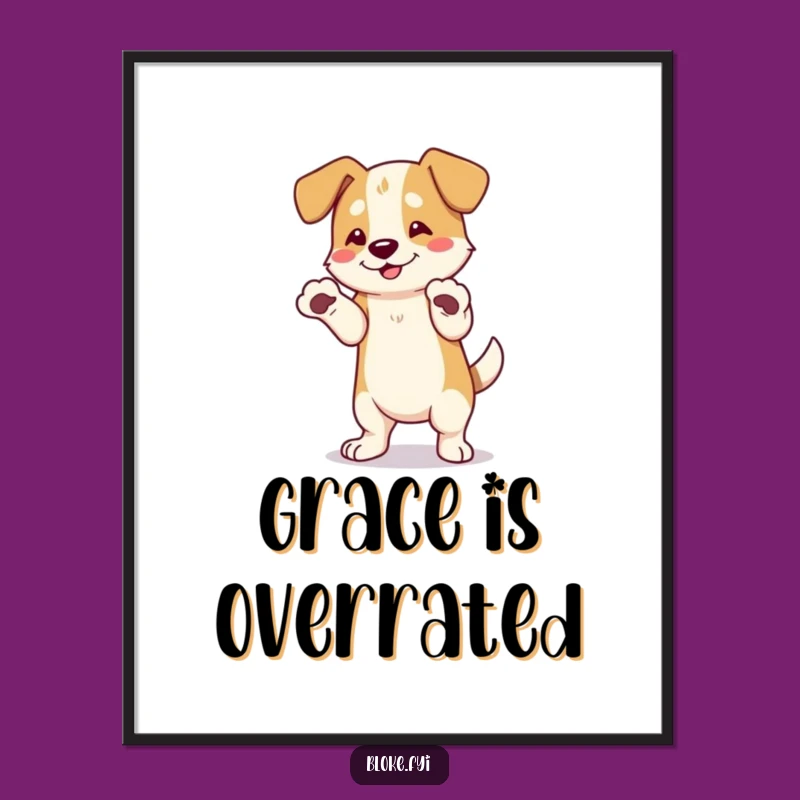 Funny Dog Poster: Big Paws, Awkward Dance Moves, Hilarious Wall Art, Perfect Funny Gift