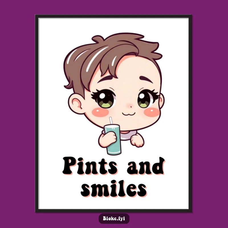 Funny Amiable Character Pint Poster - Unpretentious Friendly Art