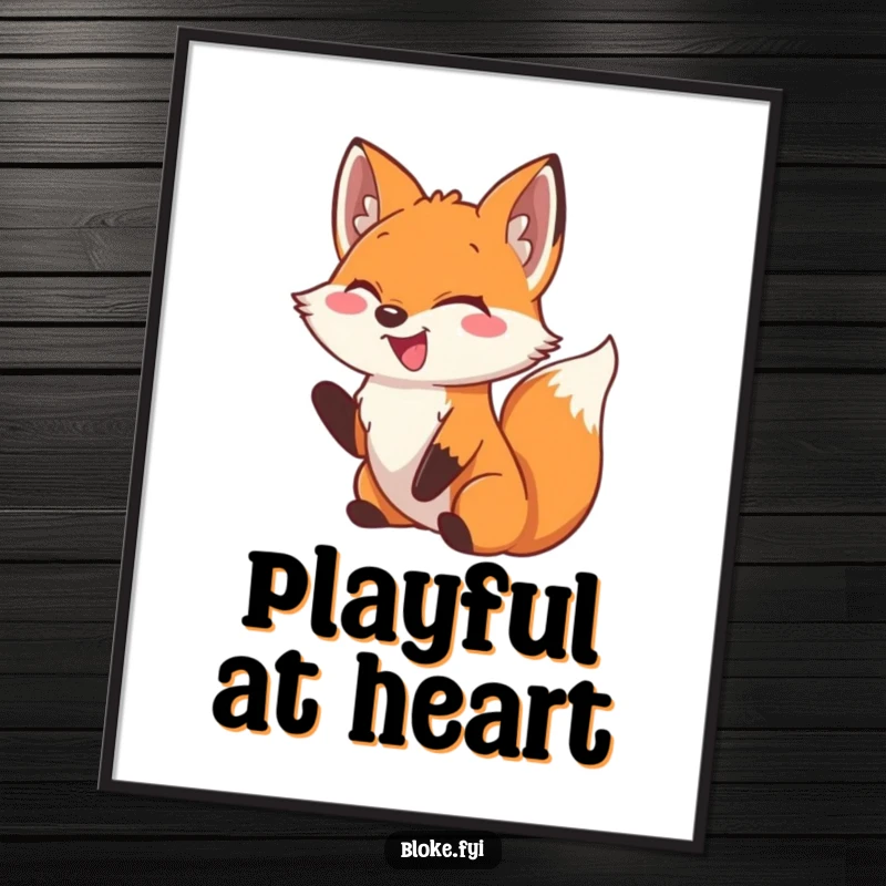 Funny Fox Poster: A cheerful fox with a big laugh delivers a playful nudge, creating a humorous and inviting piece of art.