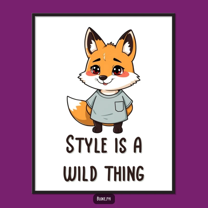 Funny Fox Poster: Cheerful Scruffy Fox Casual Wall Art Print