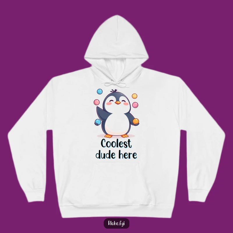 Funny Penguin Juggling Hoodie: Cozy & Happy, Pudgy Fun, Perfect Gift!