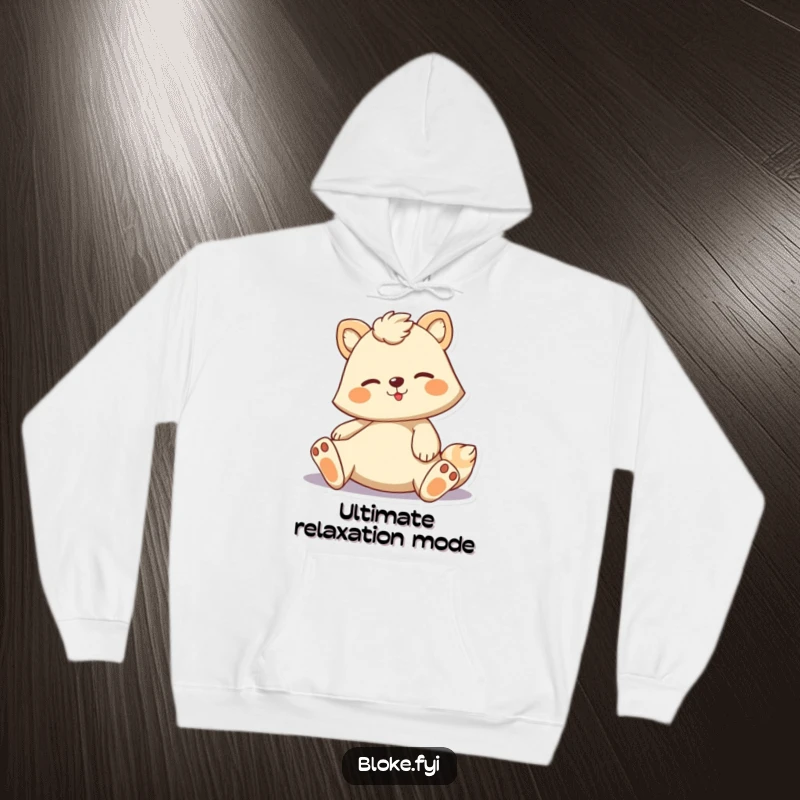 Funny hoodie with a cartoon animal striking a casual, lounging pose, designed for comfort and a humorous gift.