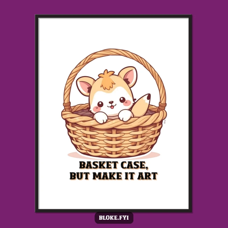 Free Printable Funny Wall Art: Basket Mishap Creature - Humorous Home Decor Download