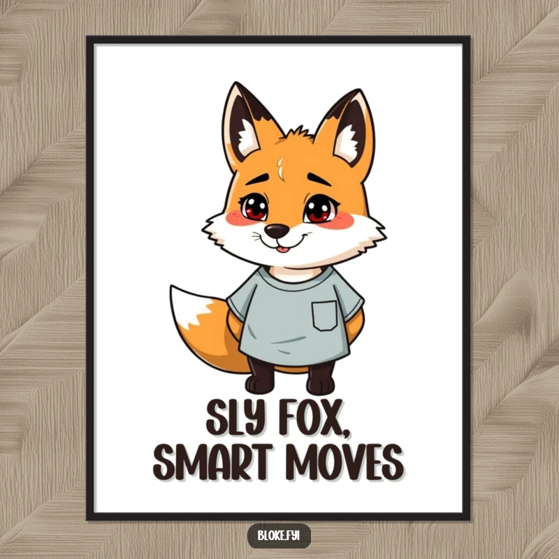 Funny Free Printable Wall Art: A scruffy but cheerful fox in a casual t-shirt brings cool vibes.