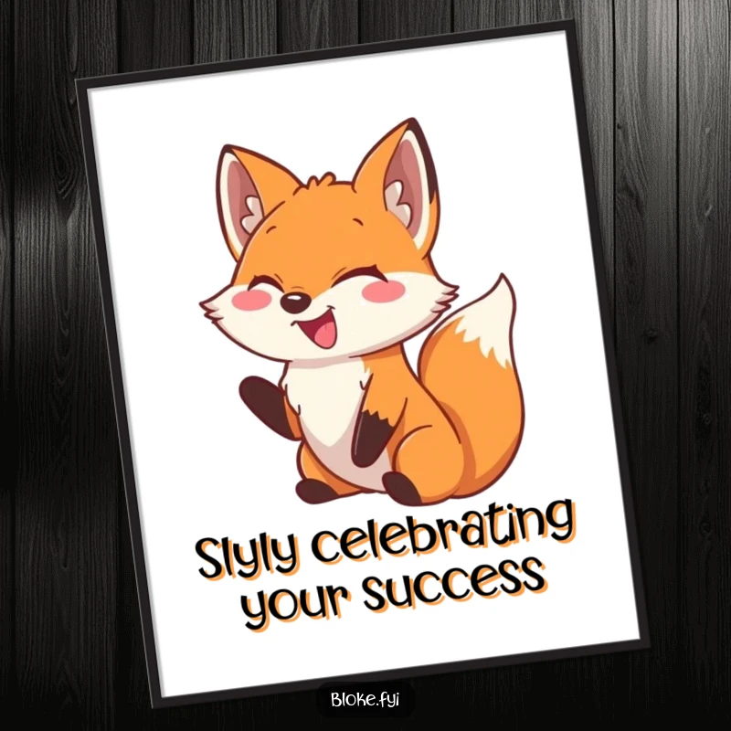 Funny Free Printable Wall Art: A fox smiles broadly, giving a playful, encouraging nudge with a hearty laugh.
