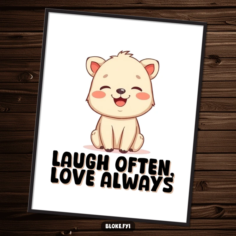 Funny Free Printable Wall Art of a laughing animal with a friendly, rough charm, a humorous and downloadable art piece.
