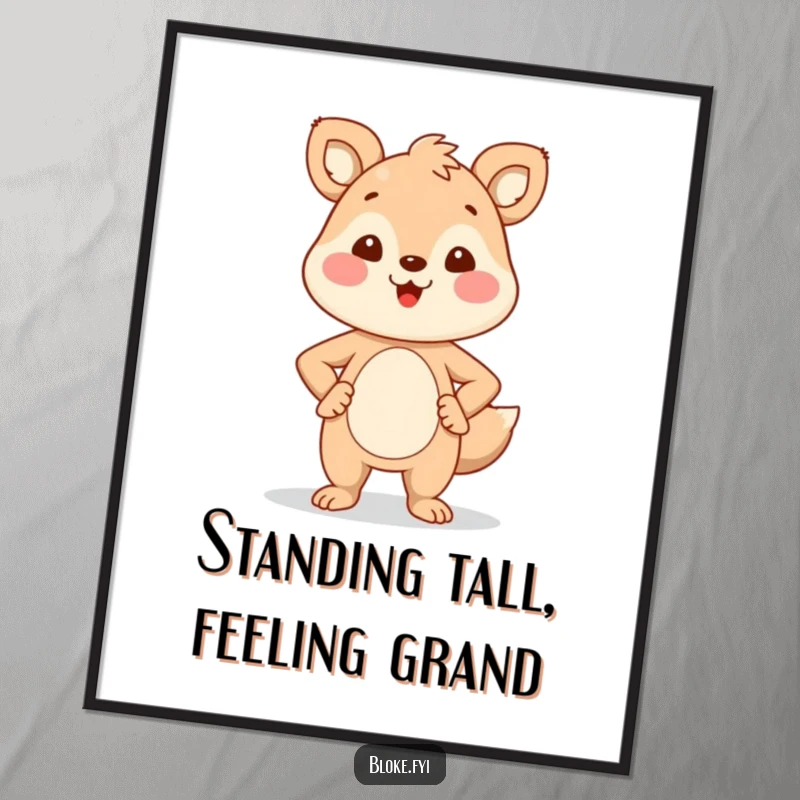 Funny Free Printable Wall Art: An animal character stands tall and smiling proudly, hands on its hips.