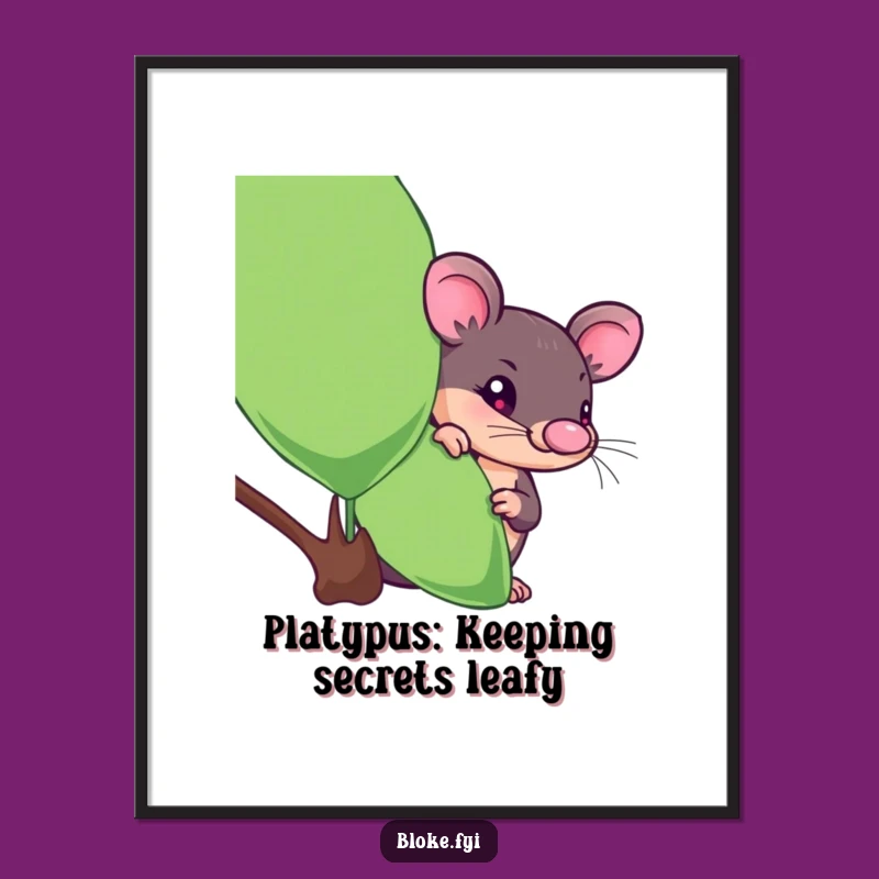 Add a touch of whimsy with this free printable art. Print at home a curious platypus peeking from a eucalyptus leaf!