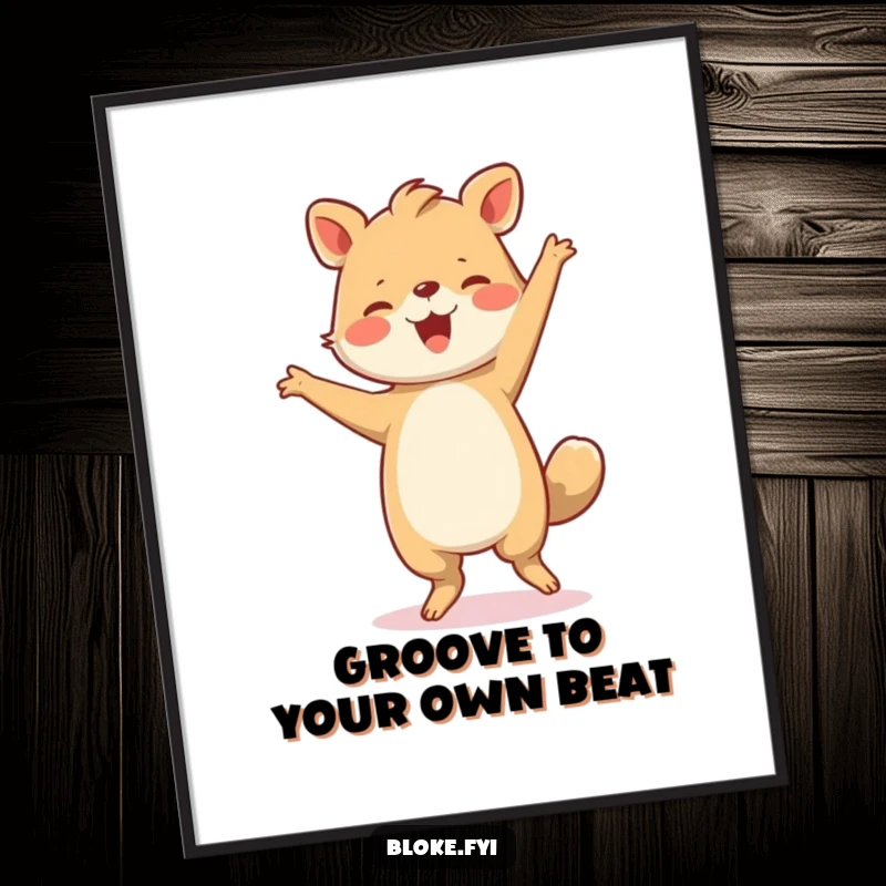 Funny free printable wall art: A sturdy animal performs a clumsy but ecstatically joyful dance, bringing pure happiness to the space.