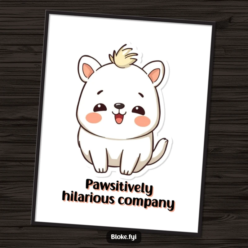 Funny free printable wall art: A charming animal with a friendly, rough-around-the-edges look shares a big, hearty laugh, perfect for any room.