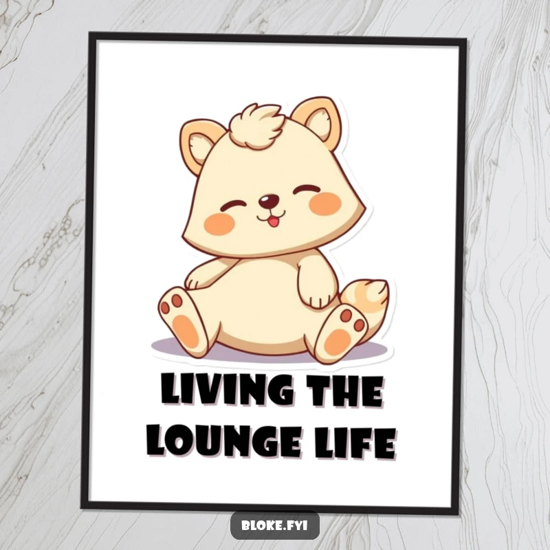 Funny Free Printable Wall Art: Cartoon animal strikes a casual lounging pose, adding laid-back humor to any space.
