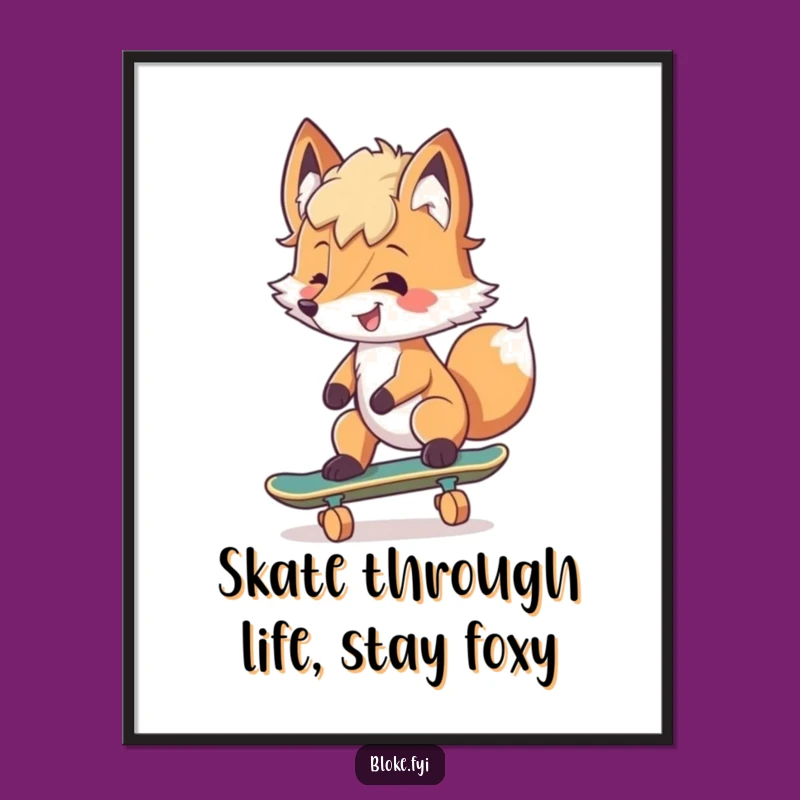 Free Printable Wall Art: Skateboarding Fox Downloadable Cool Decor