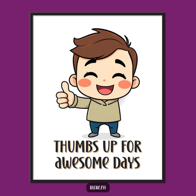 Free Printable Guy Wall Art: Cheerful Thumbs Up Downloadable Decor