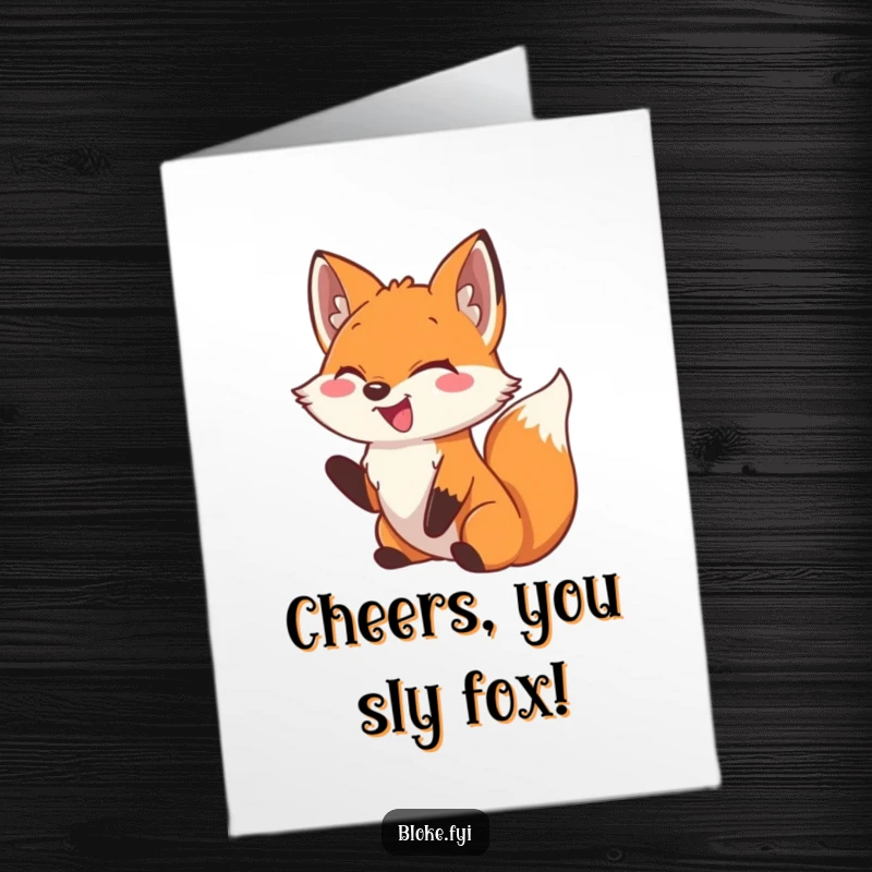 Funny Free Printable Birthday Card: A laughing fox playfully nudges, spreading infectious joy and birthday wishes.