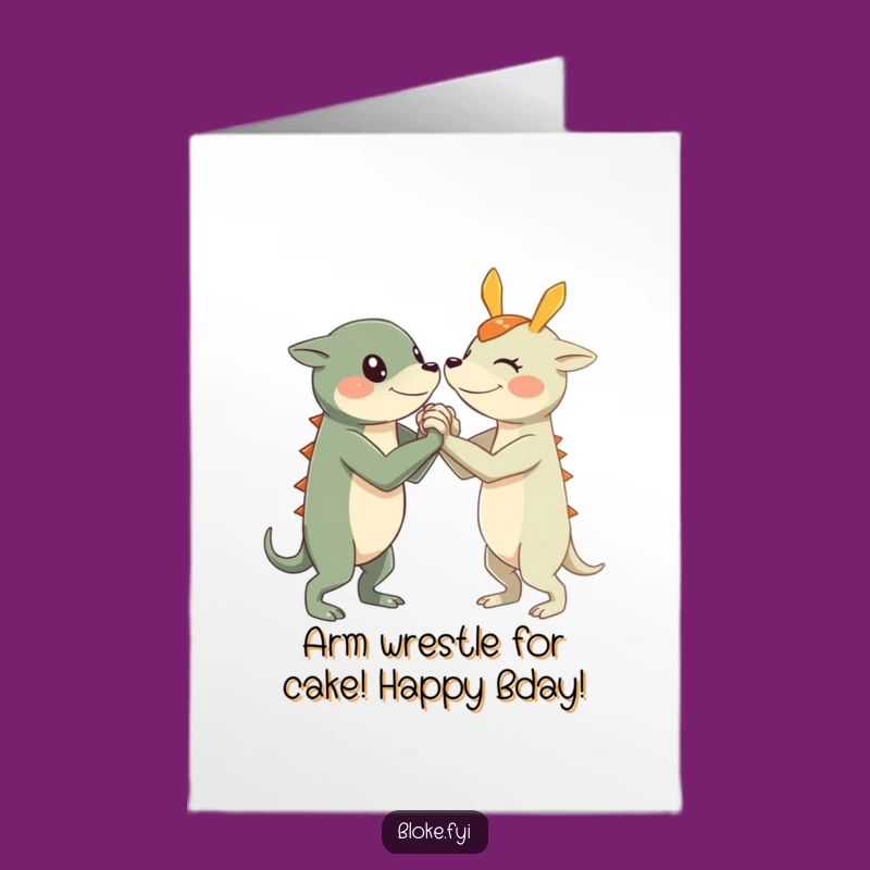 Free Printable Birthday Card: Arm Wrestle Creature, Funny Downloadable Gift