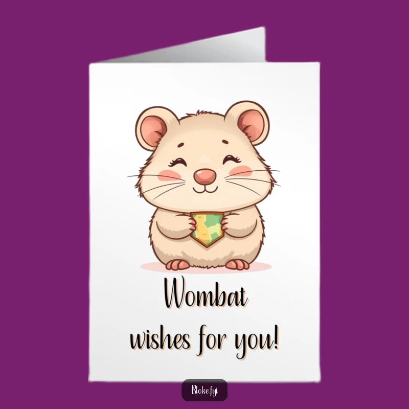 Free Printable Birthday Card: Shy Wombat Lost in Fun Digital Gift