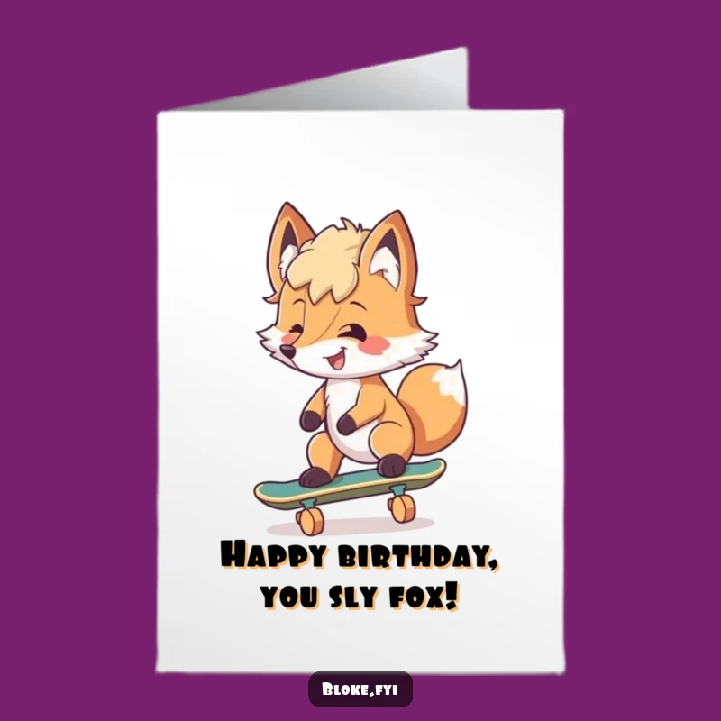 Free Printable Birthday Card: Skateboarding Fox Downloadable Funny Gift