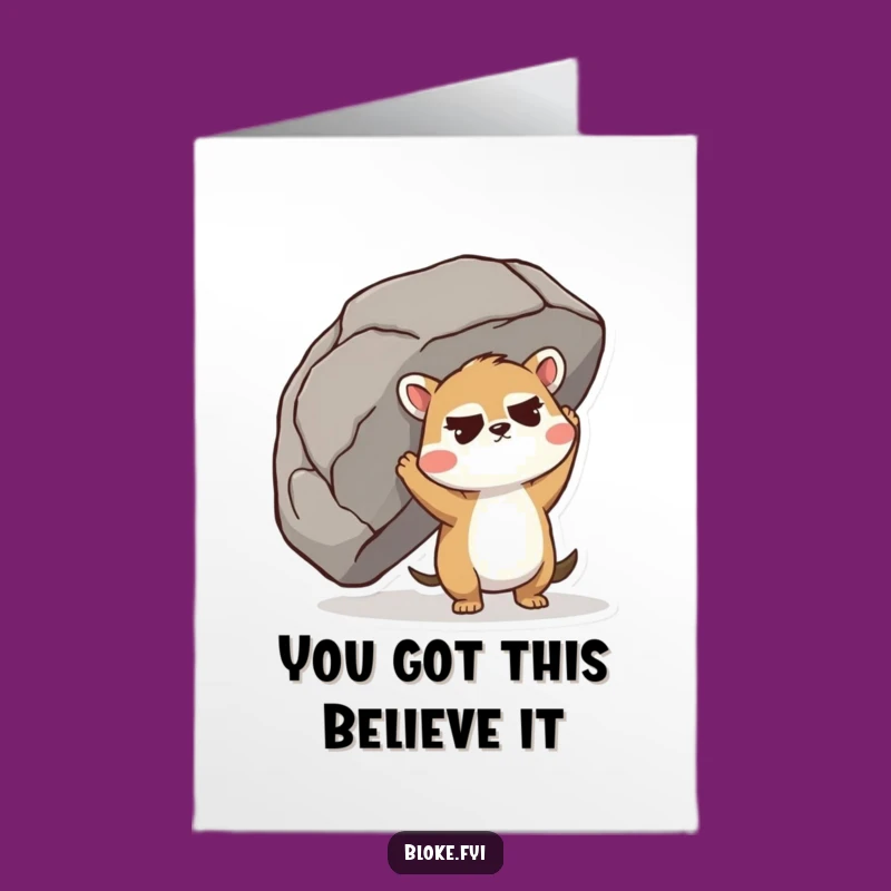 Free Printable Birthday Card: Strong Animal Lifting Boulder Funny Gift Download