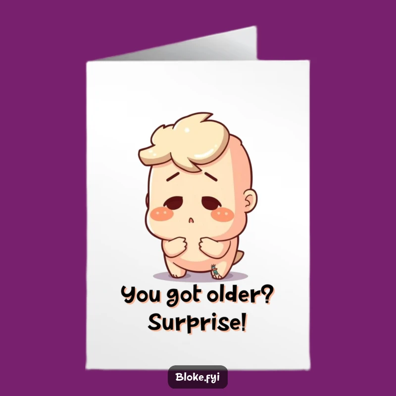 Funny Free Printable Birthday Card: Surprised Bloke & Tiny Object Downloadable Gift