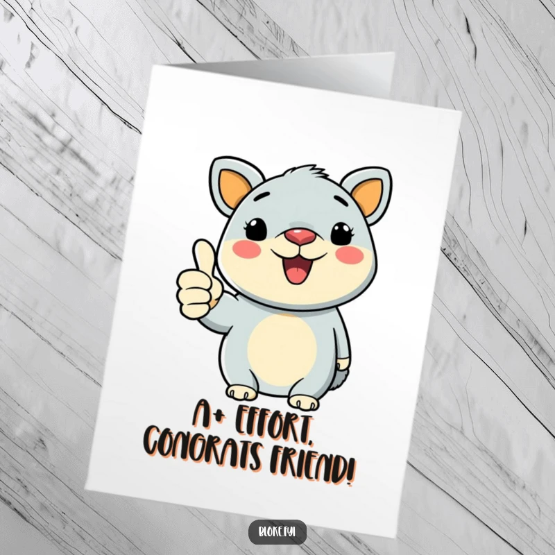 Funny Free Printable Congratulations Card: A bold animal drawing gives a hearty thumbs-up, celebrating any win.