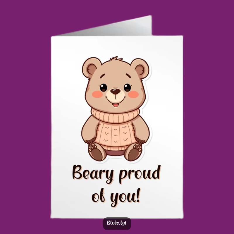 Free Printable Bear Congratulations Card - Cozy Sweater Design, Downloadable Art