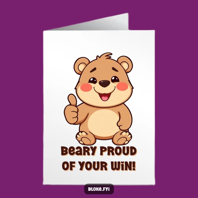 Free Printable Congrats Card: Goofy Bear Thumbs Up for Your Success!