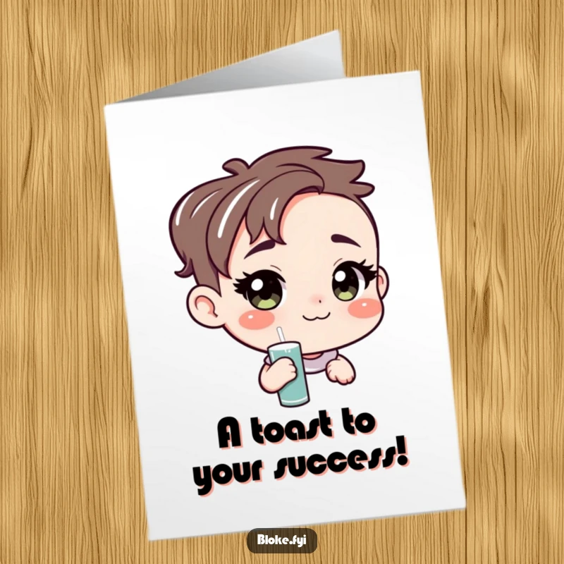 Funny Free Printable Congratulations Card featuring an amiable character offering a pint, a celebratory and humorous downloadable card.