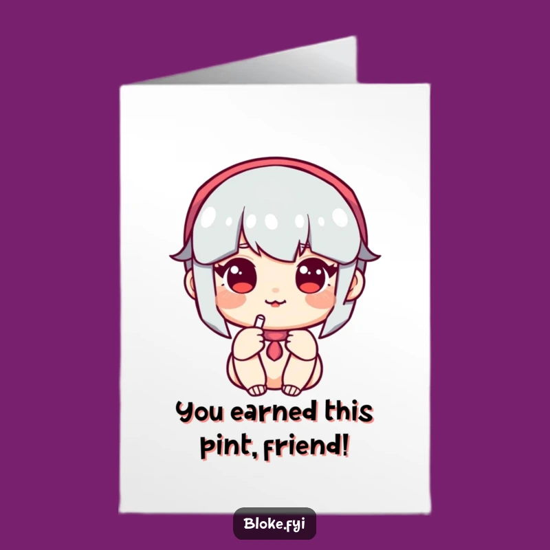 Free Printable Congrats Card: Amiable Pint-Offering Character for Joyful Celebrations