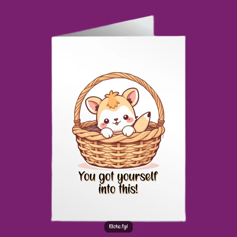 Free Printable Congrats Card: Basket Bound Creature - Humorous Downloadable DIY